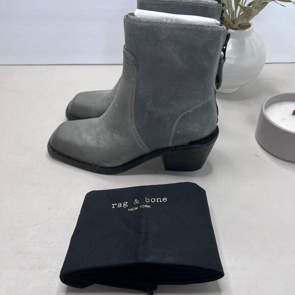 Rag & Bone Bristol Waxed Suede Ankle Boots Dark Gray Women's US 8/EU 38 - Picture 2 of 14